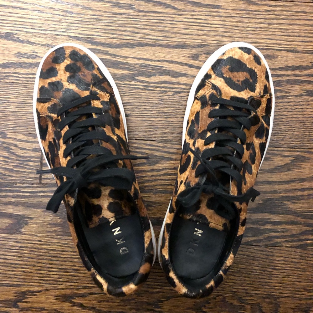 DKNY calf hair leopard sneakers
